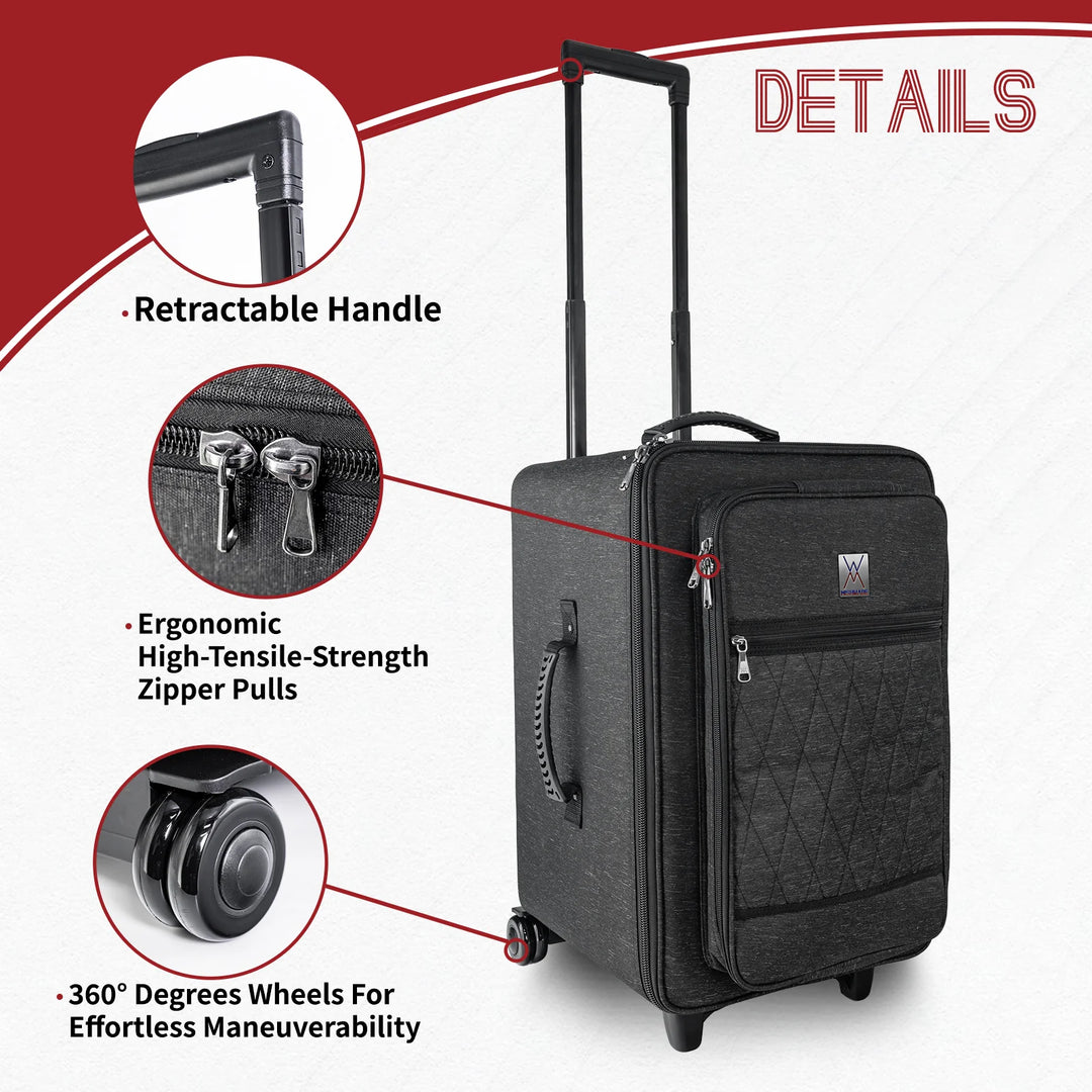 Pro tour darbuka case FLY-4 with retractable trolley handle and backpack straps