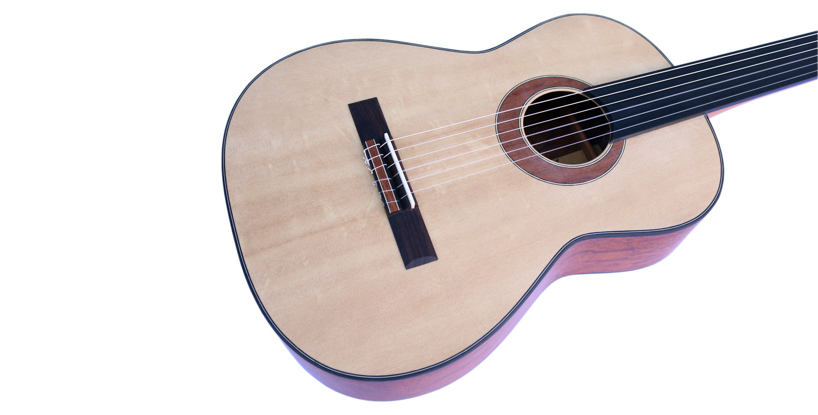 COP-404 classical guitar by Sala Muzik, fretless ebony surface over pomela body