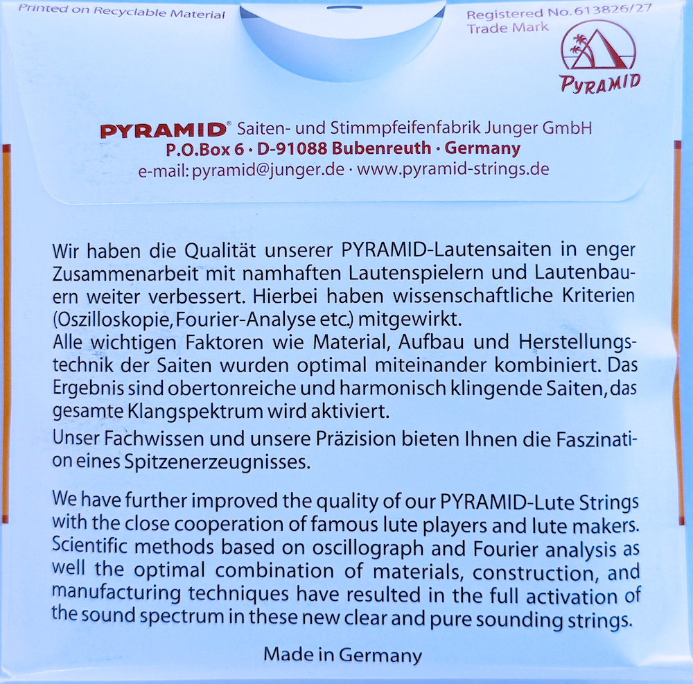Pyramid POL-4T Turkish oud strings packaging and gauge detail