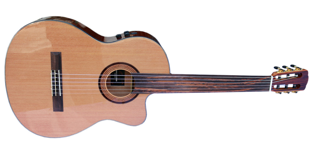 Professional fretless classical guitar CP-4 with built-in equalizer for microtonal music