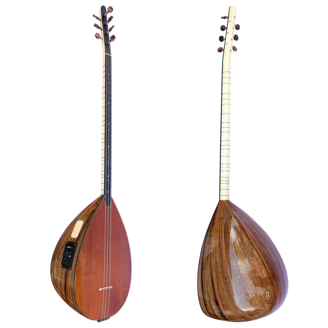 Professional long neck electric acoustic baglama saz ALB-303EQ with walnut bowl