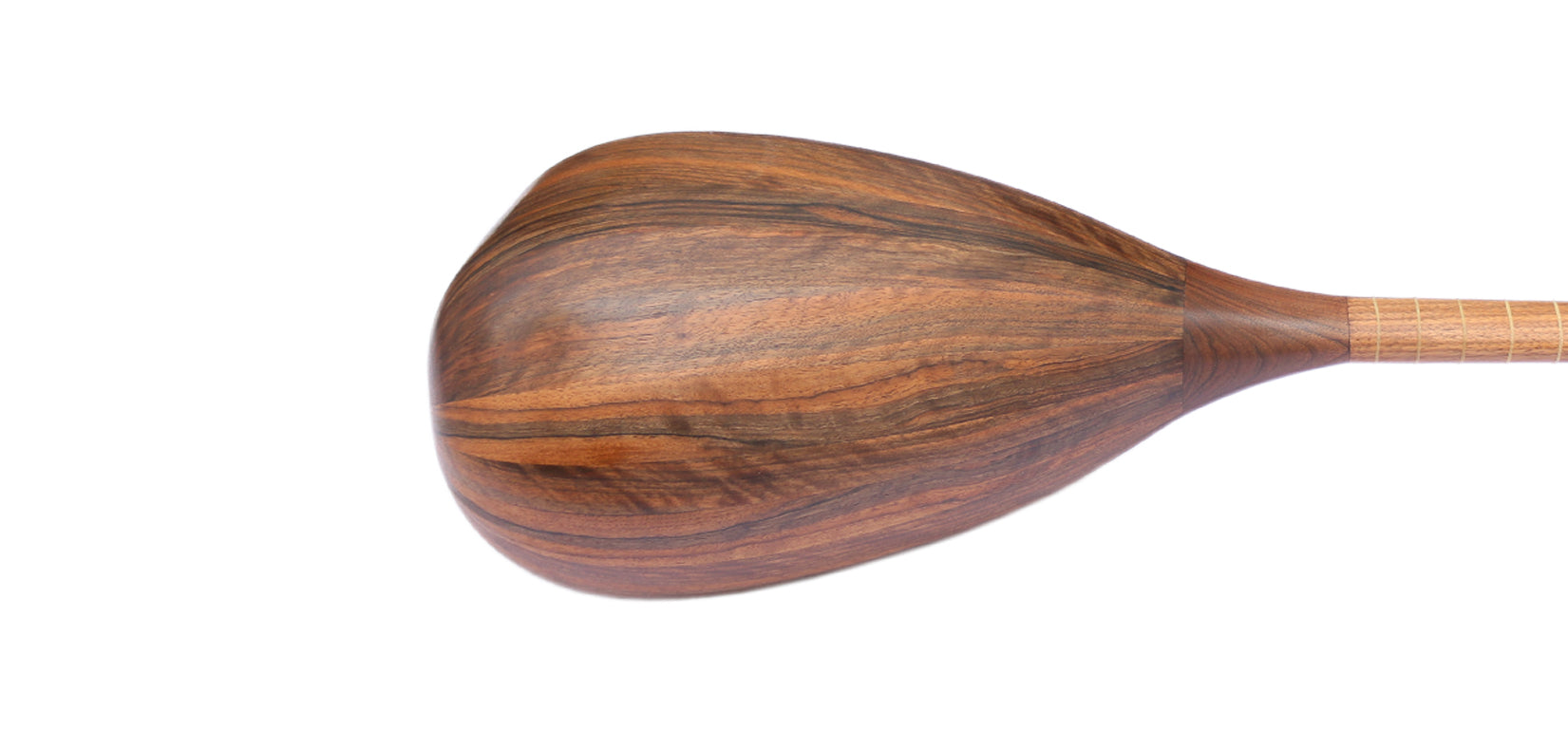 Wooden spoon with a dark brown finish on a white background