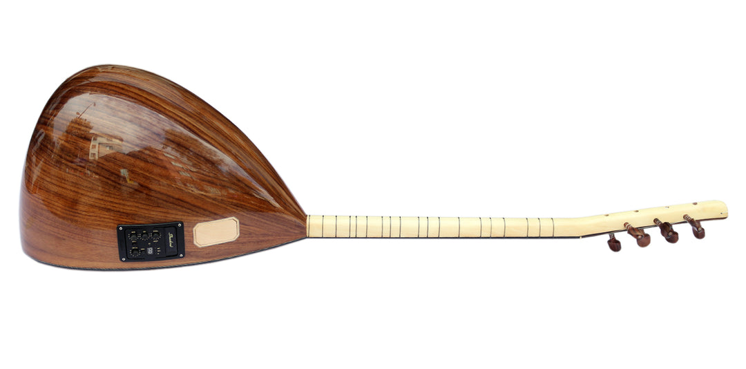 Walnut short neck electric baglama saz ASB-303EQ by Sala