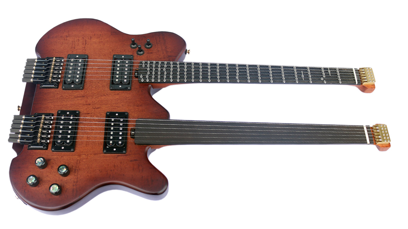 Headless Double Neck: Adjustable Microtonal + Fretless Edition