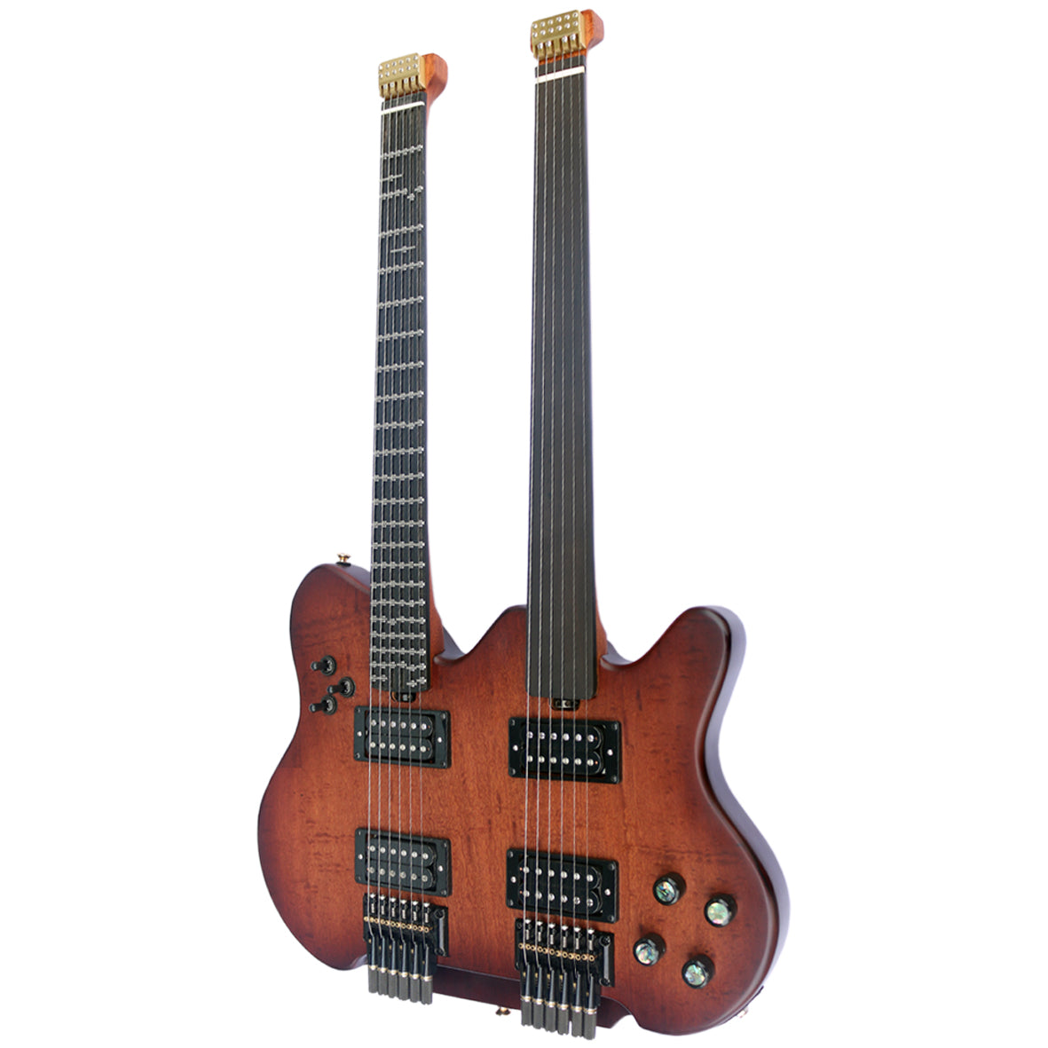 Headless Double Neck: Adjustable Microtonal + Fretless Edition