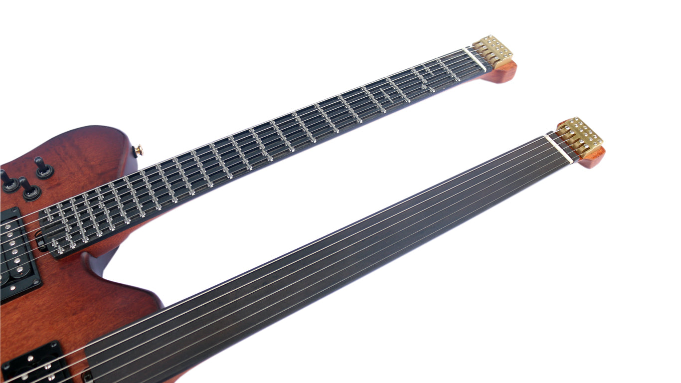Headless Double Neck: Adjustable Microtonal + Fretless Edition