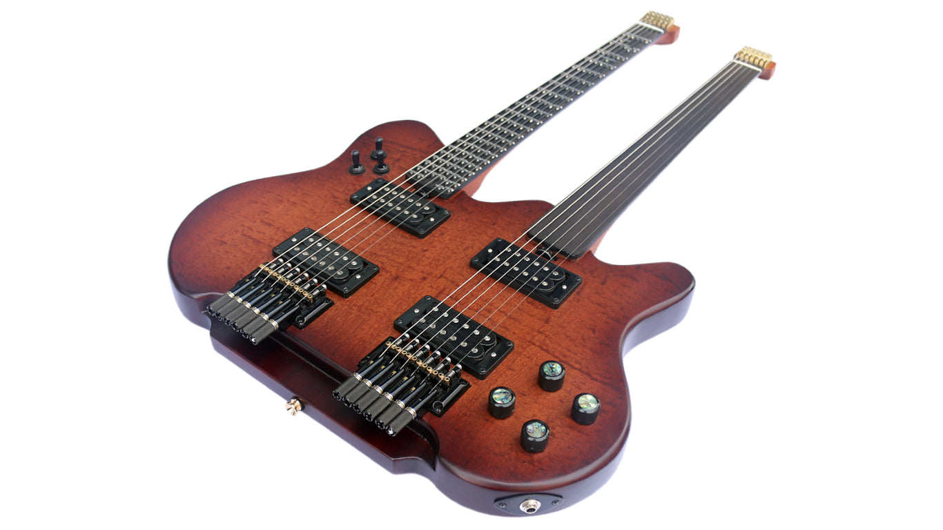 Headless Double Neck: Adjustable Microtonal + Fretless Edition