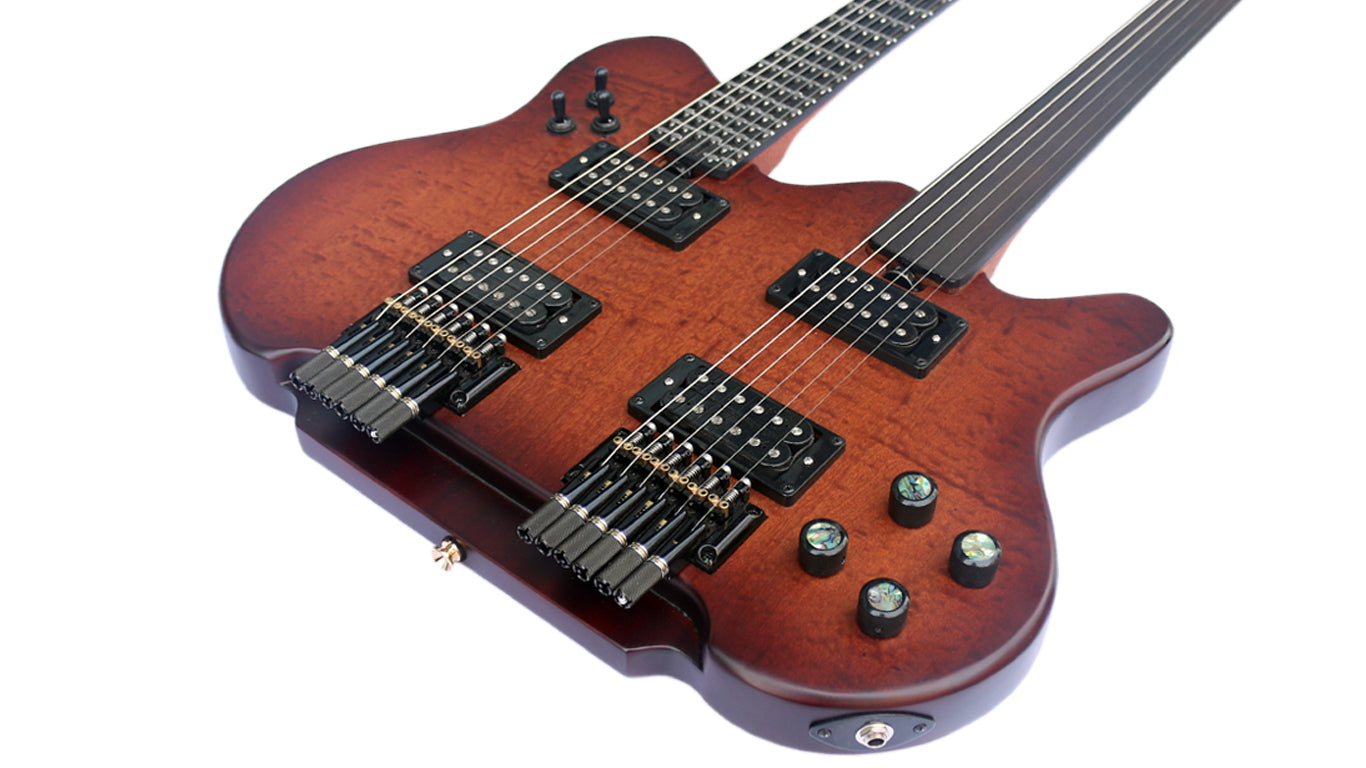 Headless Double Neck: Adjustable Microtonal + Fretless Edition