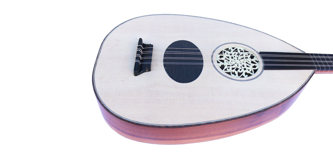 Turkish professional electric-acoustic lavta SEL-4 short-neck fretted lute with pickup