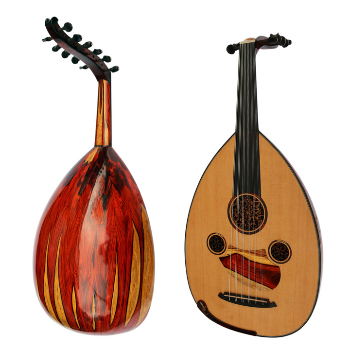 Handgefertigte arabische Oud MRS-7 von Miras mit Cocobolo-Korpus und Zederndecke