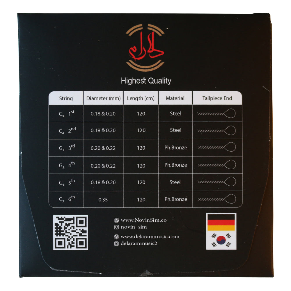 Premium tar strings NST-204 by Novin Persian instrument replacement set