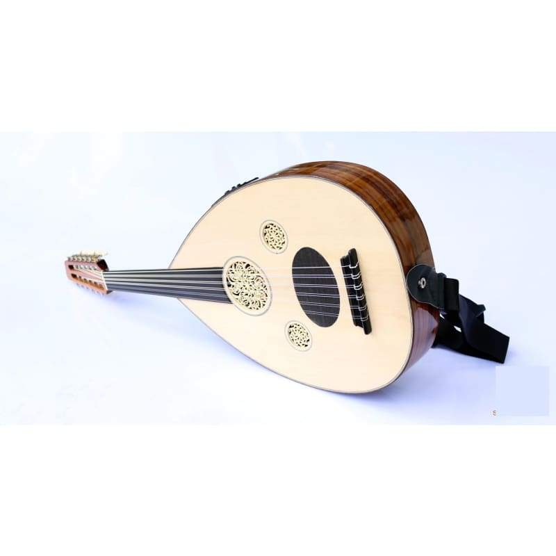 Linkshand türkische E-Oud OUDE 4L mit Walnuss-Korpus und Fichtendecke