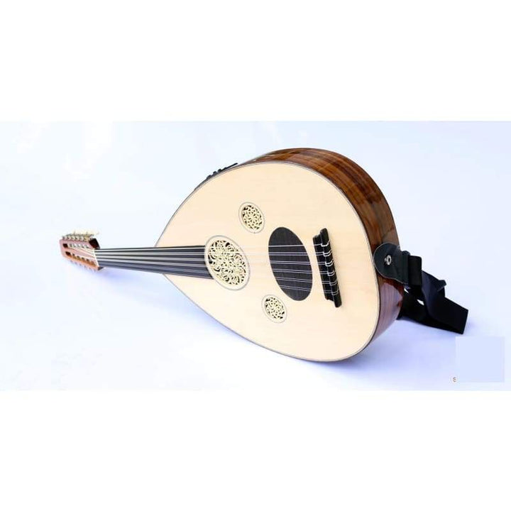 Linkshand türkische E-Oud OUDE 4L mit Walnuss-Korpus und Fichtendecke