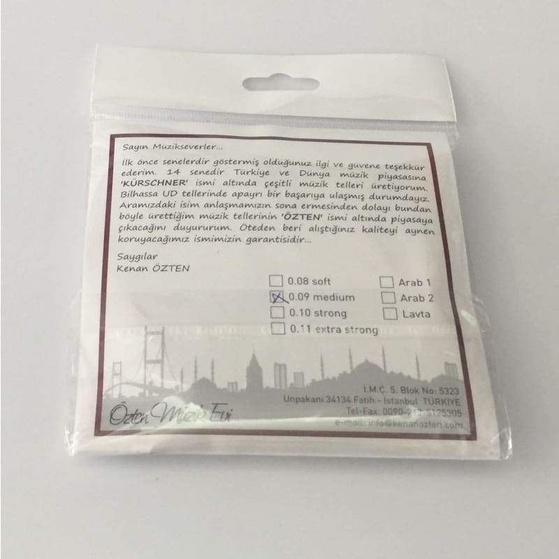 Ozten Turkish oud strings OSO-304 reverse packaging
